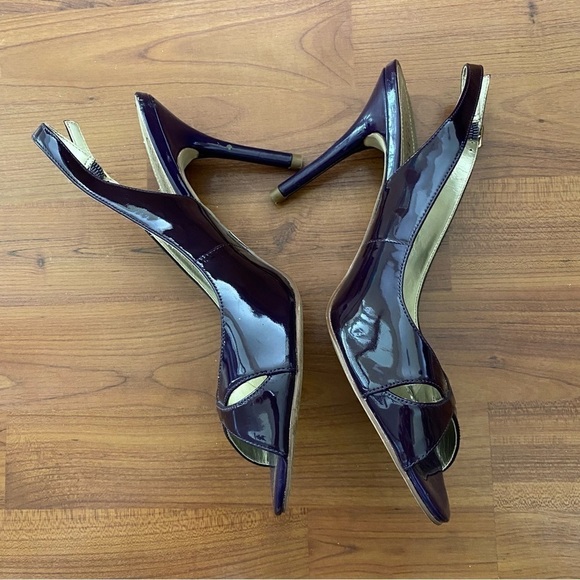 Guess By Marciano | Sling Back Peep Toe High Heels | Eggplant | Size: 8M - Picture 3 of 6